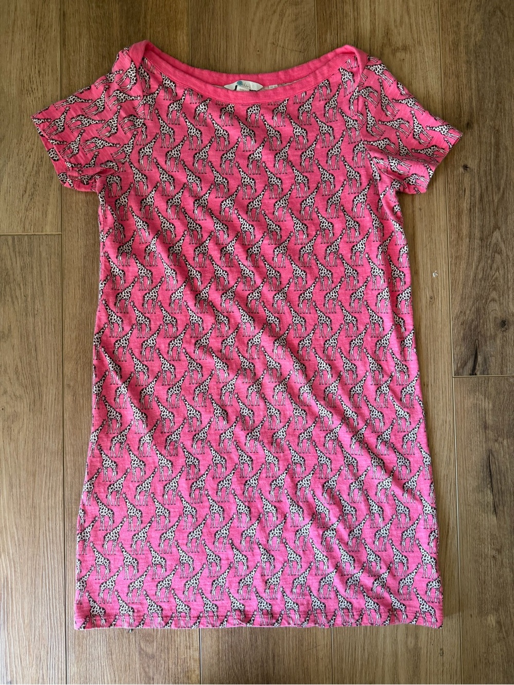 Boden Pink Giraffe-Print Short Sleeve Mini Dress